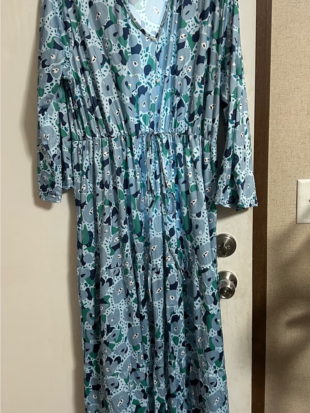 SHEIN Blue and Green Abstract Maxi Dress
